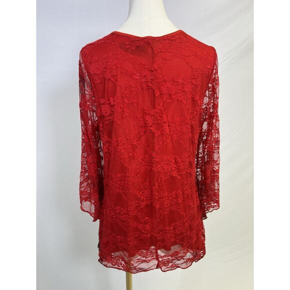 Elegant Vintage Brittany Black Red Lace Women's Top Size M Wimsigoth Romantic - Picture 7 of 13